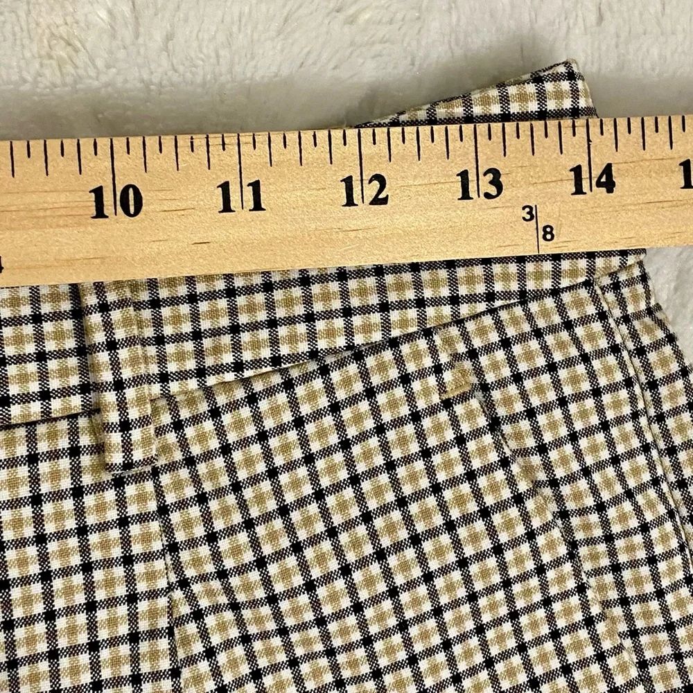 Banana Republic Plaid Cropped & Cuffed Trousers Women’s Size 4 White Black Tan